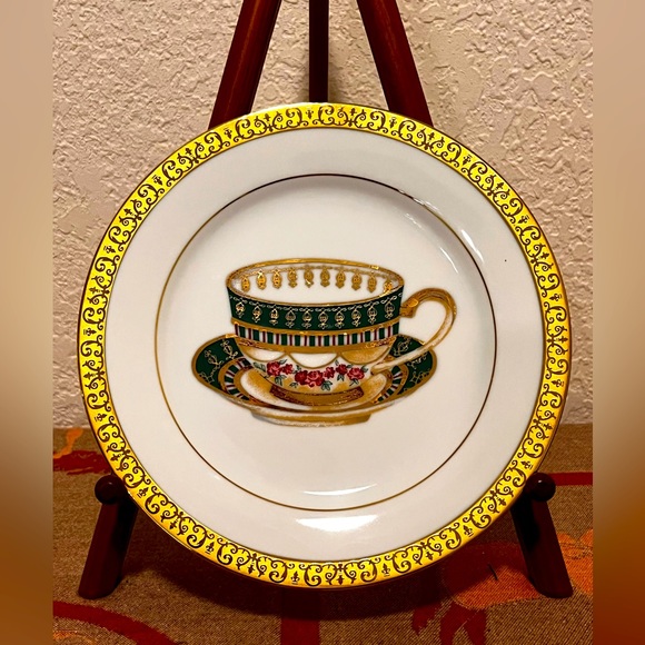 Gold Buffett Royal Gallery Plates. Set Of 4 Tea Cups W/ Gold & 4 Green W/ Gold - Picture 11 of 13